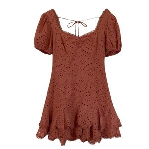 Astr the Label coral eyelet  tiered Mini Sundress. Size S